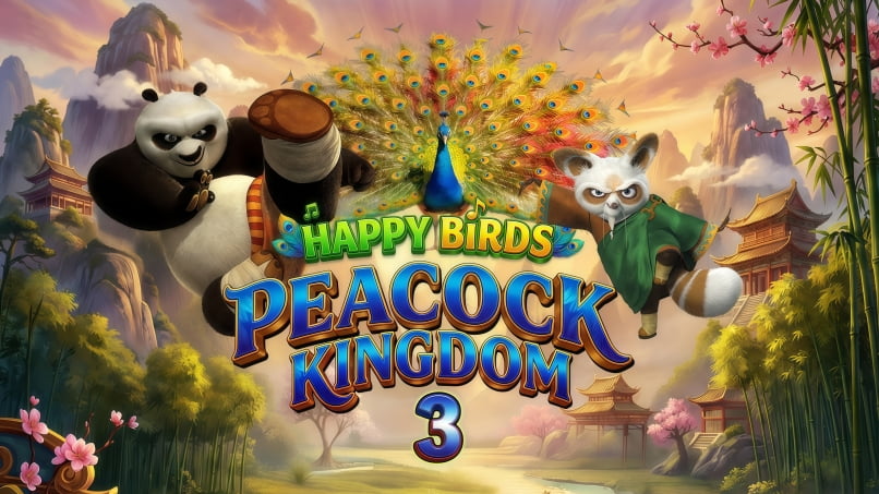 Happy Birds Peacock Kingdom 3 arcade fishing game board, Kung Fu Panda themed bird shooting game for commercial arcades