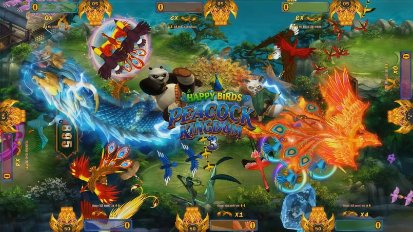 Happy Birds Peacock Kingdom 3 ice dragon and fire phoenix boss, high multiplier arcade fishing game