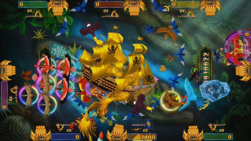 Happy Birds Peacock Kingdom 3 golden pirate ship, JP jackpot high multiplier arcade fishing game