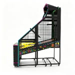Adult Basketball Arcade Machine Side View Showing Steel Frame and Ball Return System