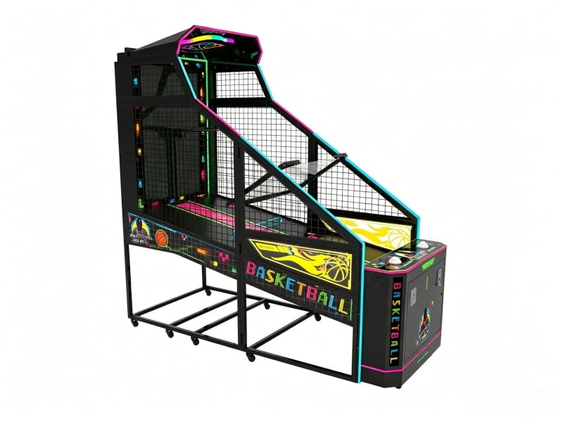 Adult Basketball Arcade Machine with LED Score Display and Coin Operated Shooting Game System