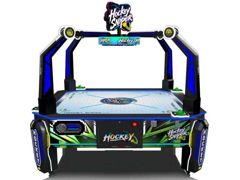 Air Hockey Sniper Arcade Machine Front Cabinet View for Commercial Game Centers