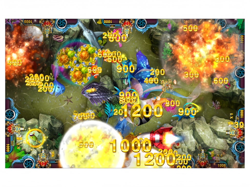 Black Panther Fish Game Bonus Round with Explosion Effects and Coin Rewards