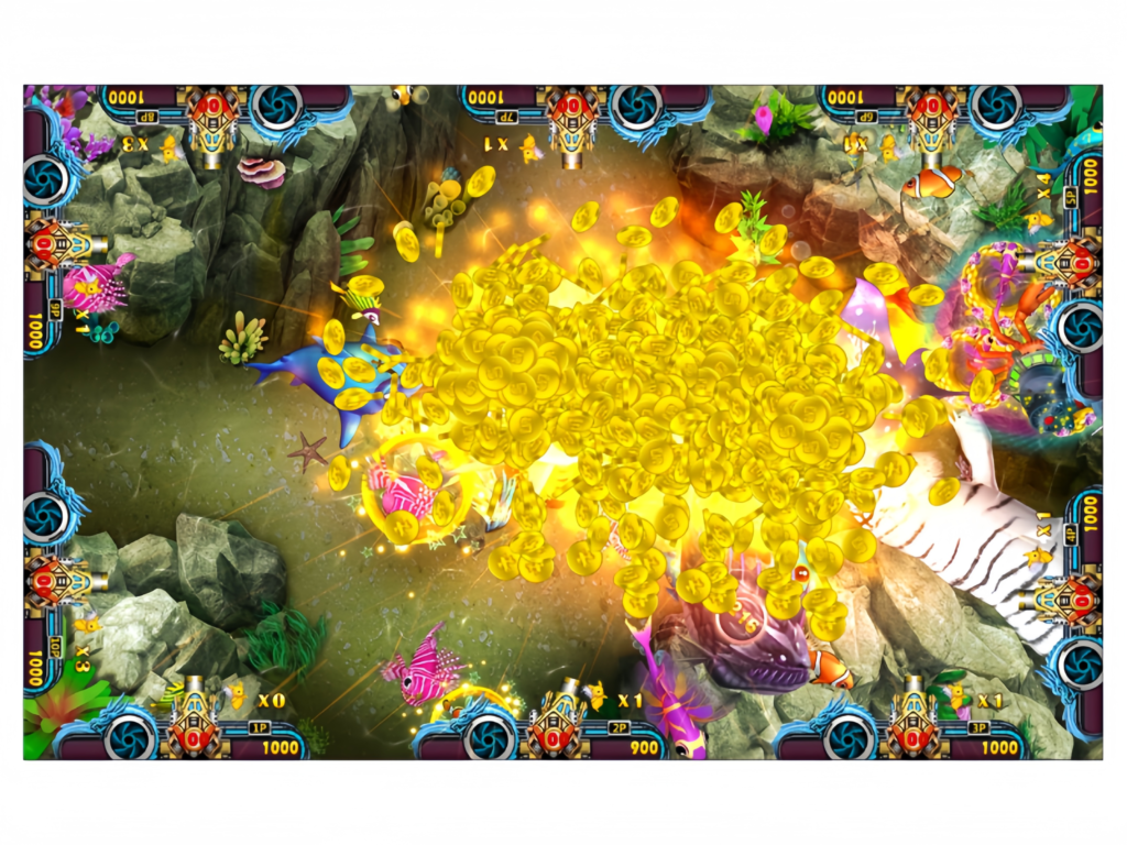 Black Panther Fish Game Jackpot Reward Scene with Massive Coin Explosion