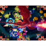Captain America Fish Game Boss Battle Scene with Hero Character Attack Effects