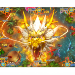 Devil VS Monster Fish Game PCB Kit showing a golden beast bonus feature with reward effects