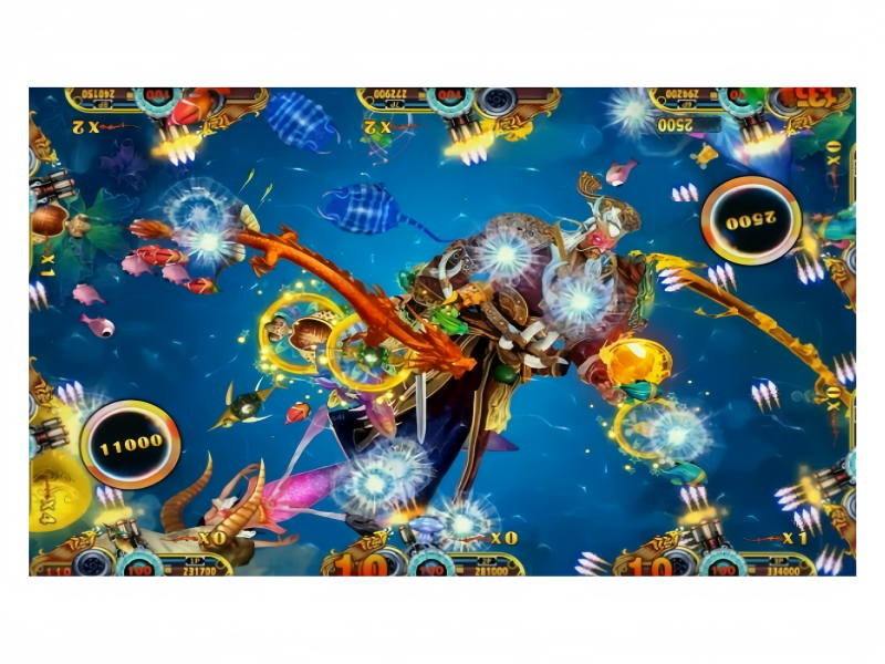 Dragon Phoenix Fish Game Boss Battle Scene with Dragon and Phoenix Combat Effects
