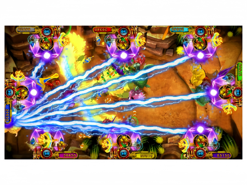 Fire Phoenix Fish Game PCB Kit showcasing multi-target lightning attack gameplay in a commercial arcade fish table
