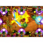 Fire Phoenix Fish Game PCB Kit displaying active fish hunting gameplay with flame attack effects and multiple targets