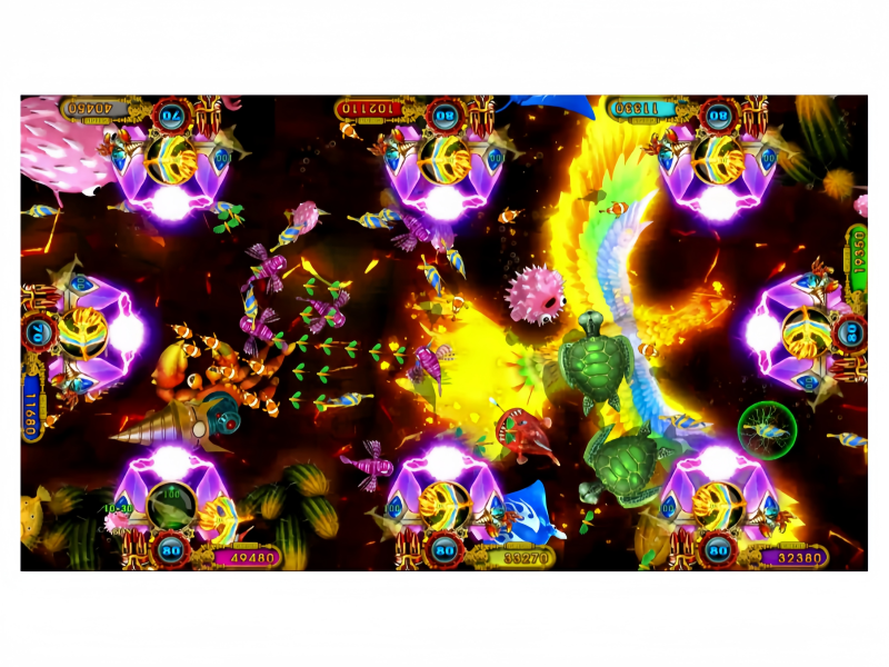 Fire Phoenix Fish Game PCB Kit featuring a powerful flame burst skill during arcade gameplay
