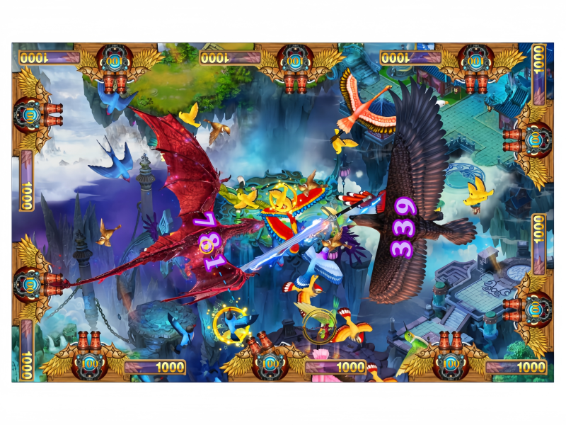 Gameplay scene from A Mortal's Journey to Immortality fish game featuring fantasy creature battles