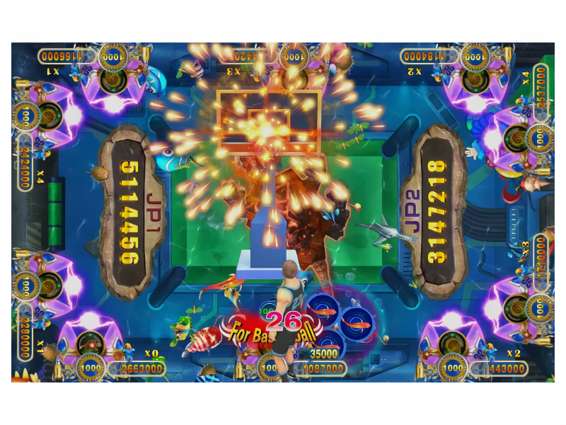 Phoenix Legend jackpot scene with JP reward feature and explosive fish shooting effects