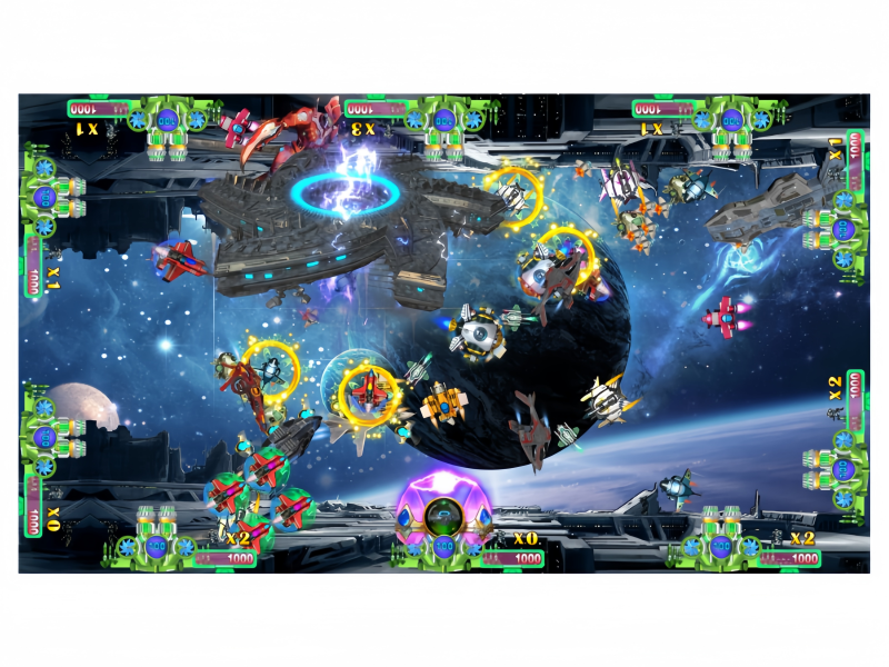 Planet Hegemony Fish Game PCB Kit showing space-themed fish shooting gameplay with multi-target action