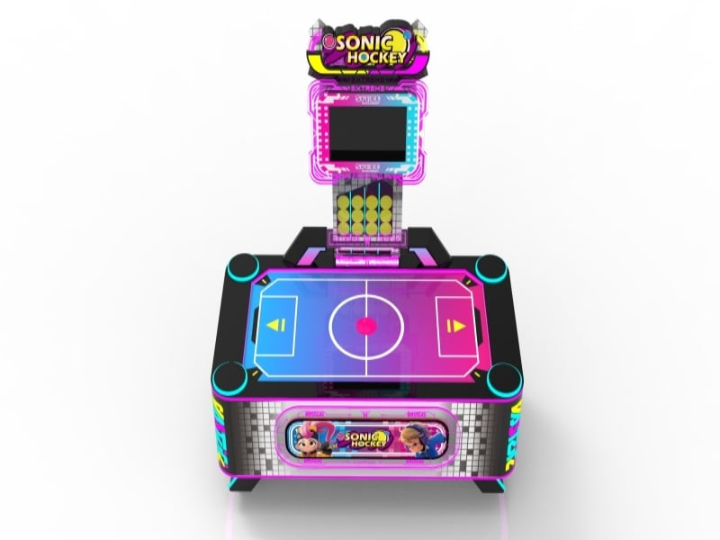 Sonic Air Hockey Arcade Machine Front View for Commercial Entertainment Centers