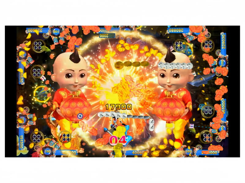 Stallone Fish Game PCB Kit showing a jackpot reward scene with special prize effects