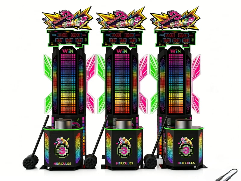 Triple Hammer Arcade Machine Multi-Unit Setup for Commercial Amusement Centers