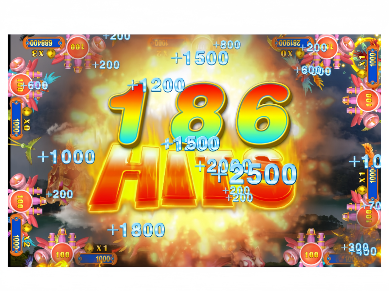 Witch Legend Fish Game PCB Kit displaying a jackpot reward scene with high-score bonus effects
