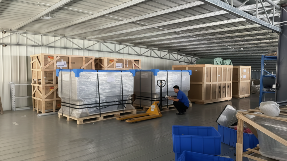 Arcade fishing game machine cabinet prepared for export packaging