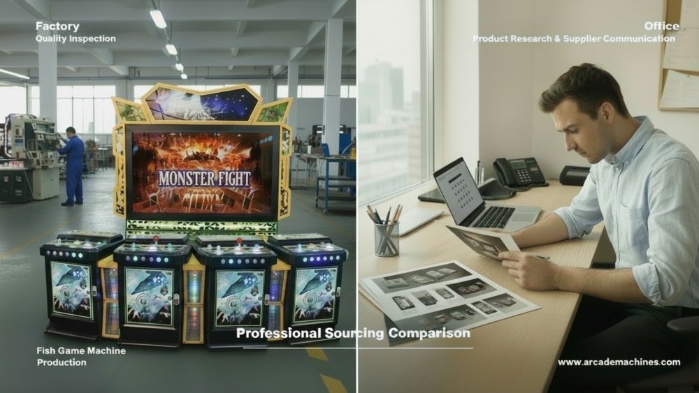Comparison between a fish game machine manufacturer and a trading company for sourcing decisions