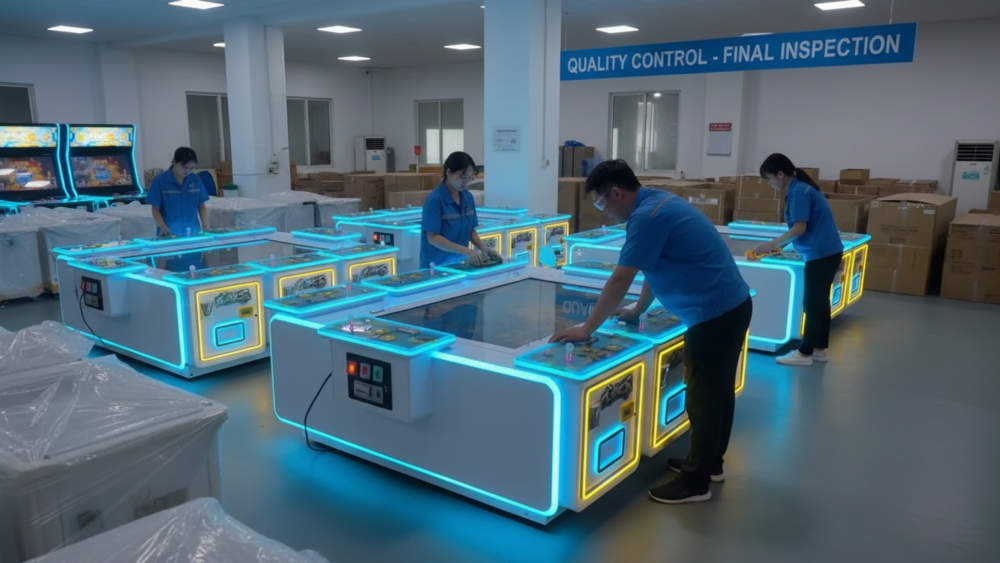 Fish game machine quality inspection and testing before shipment