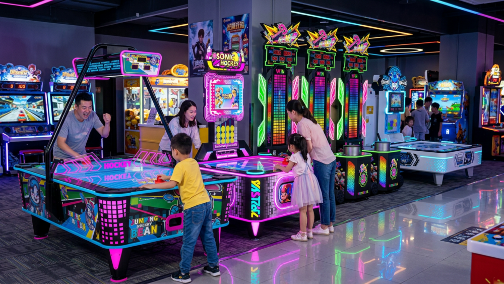 Arcade game room equipment mix with amusement machines