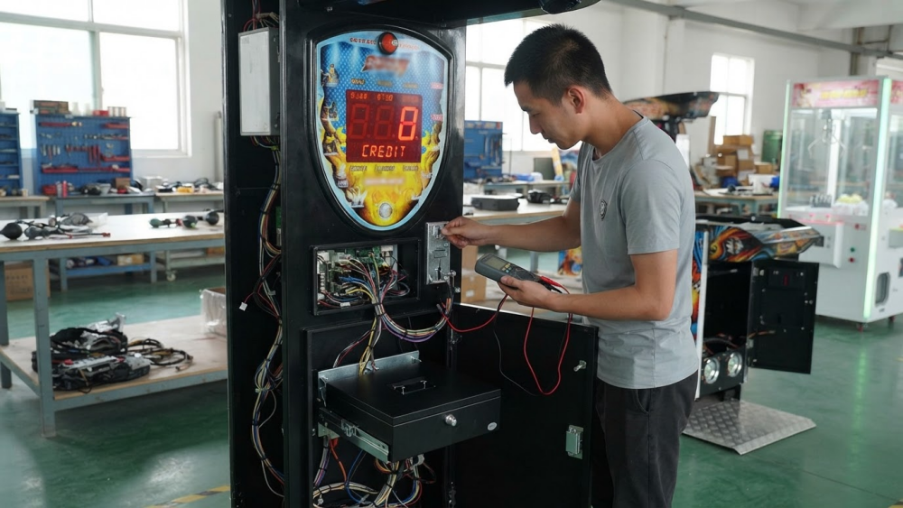 Coin card and hybrid payment configurations on commercial arcade machines