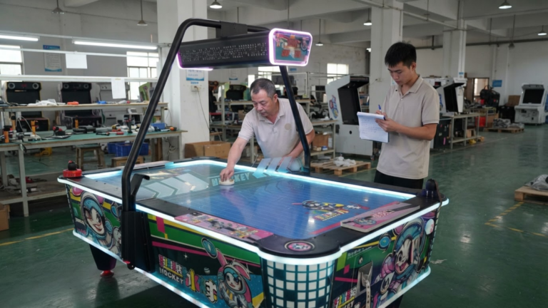 Commercial Air Hockey Table Testing Before Shipment
