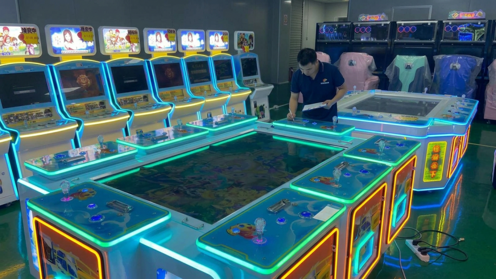 Fish game machine pre-shipment testing with PCB and payment system
