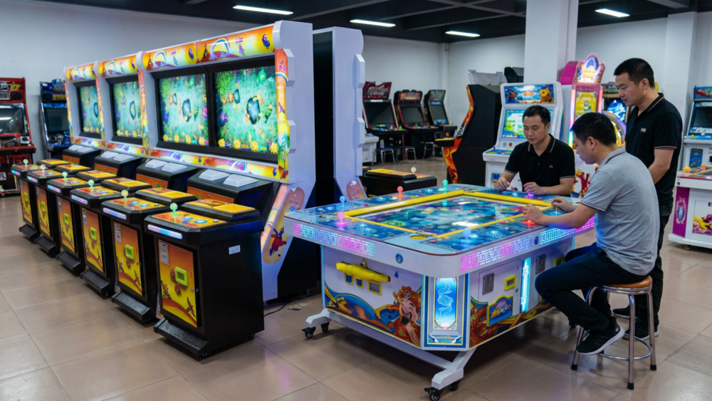 commercial fish game machines in arcade showroom for price comparison